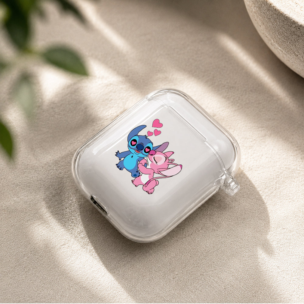 Stitch Couple Protective Clear Case Cover For Apple Airpods | Soft Silicone AirPods 1 / 2 Case | Protective Cover