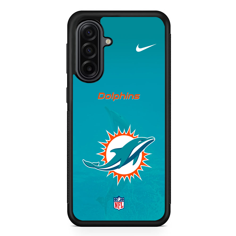 NFL Miami Dolphins Nike Logo Samsung Galaxy A17 Case | Durable Rubber Samsung Galaxy A17 Phone Case