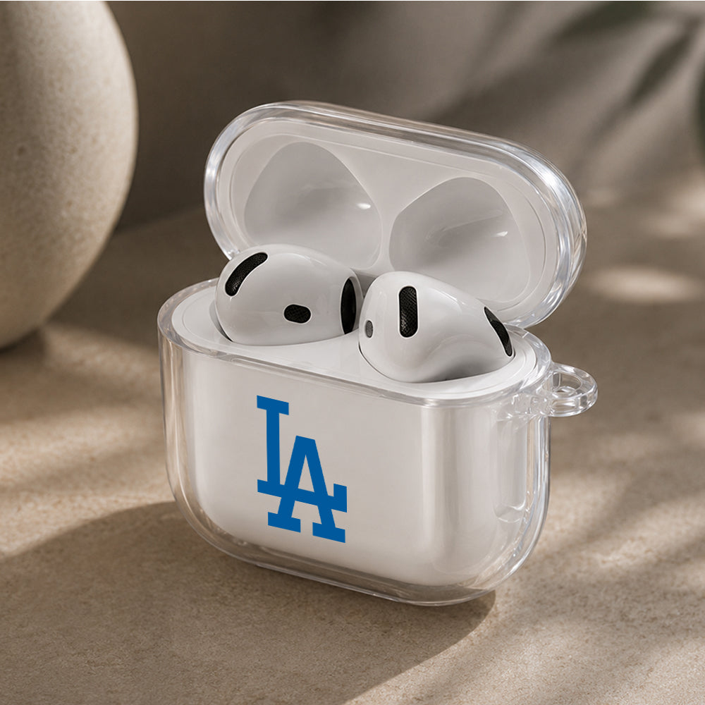 MLB Los Angeles Dodgers Logo Protective Apple Airpods 4 Clear Case - Durable Clear Protection