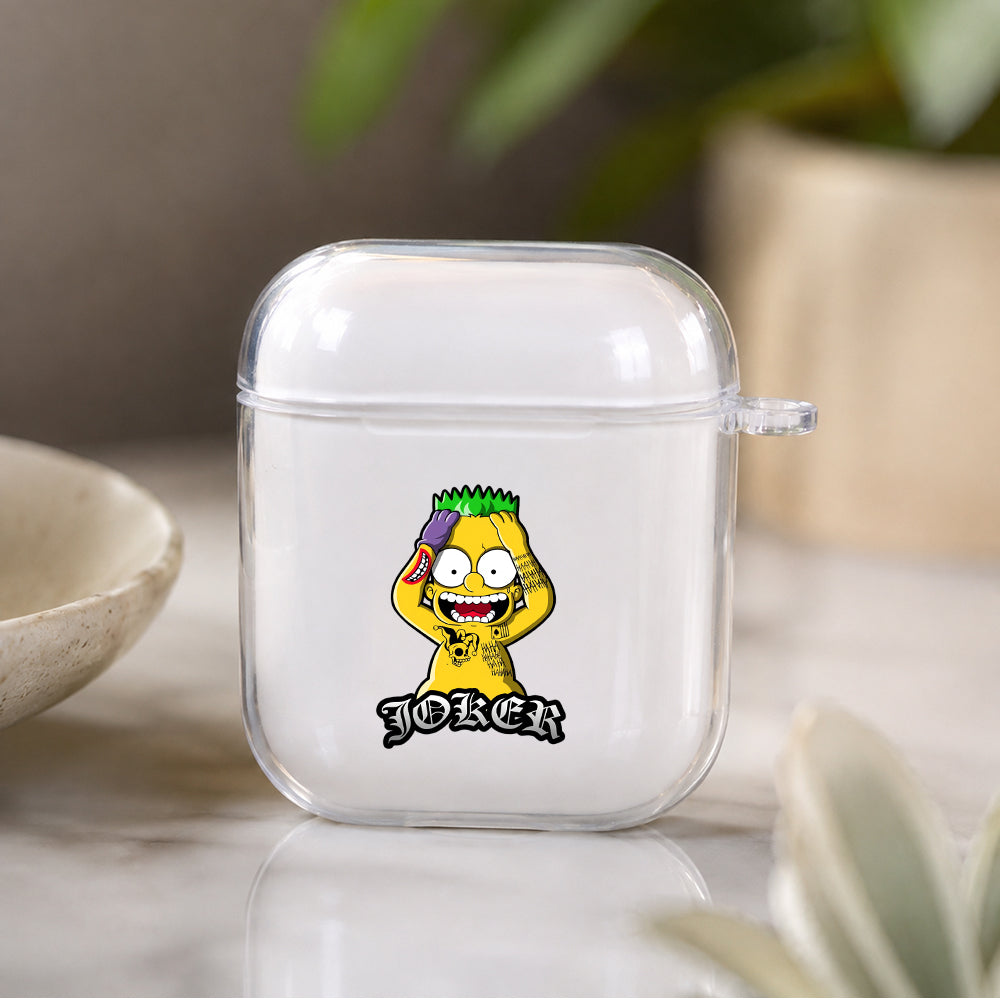 Bart Simpson Joker Protective Clear Case Cover For Apple Airpods | Soft Silicone AirPods 1 / 2 Case | Protective Cover