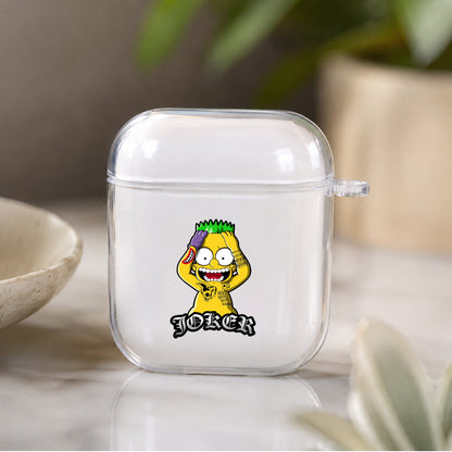 Bart Simpson Joker Protective Clear Case Cover For Apple Airpods | Soft Silicone AirPods 1 / 2 Case | Protective Cover