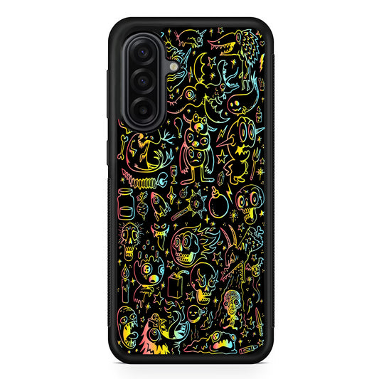 Doodle Monsters Black Samsung Galaxy A17 Case | Durable Rubber Samsung Galaxy A17 Phone Case