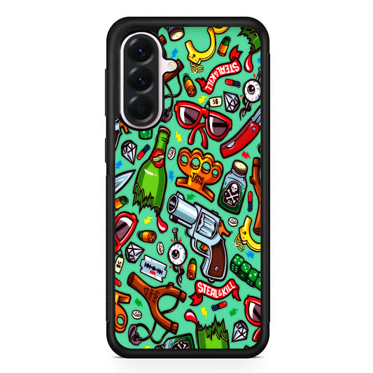 Doodle Sticker Bomb Samsung Galaxy A56 Case | Samsung Galaxy A56 Protective Rubber Case