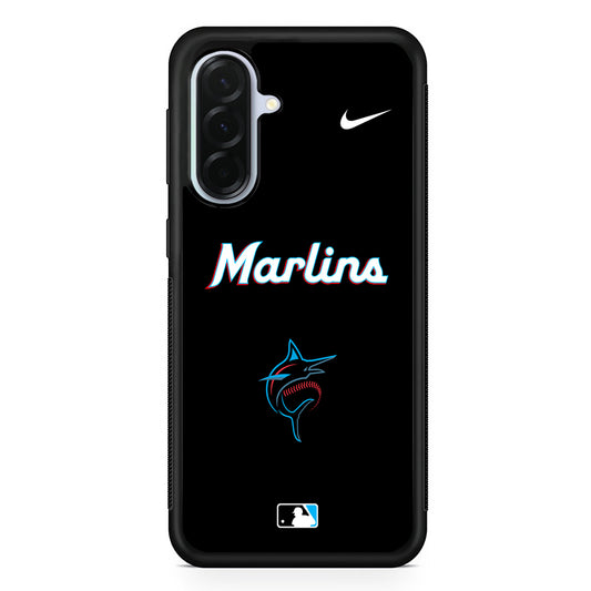 MLB Miami Marlins Black Nike Samsung Galaxy A36 Case | Durable Samsung Galaxy A36 Protective Case