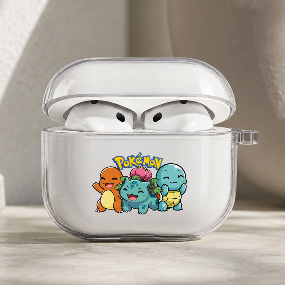 Pokemon Starters Chibi Protective Apple AirPods Pro 3 Clear Case | Shockproof Cover