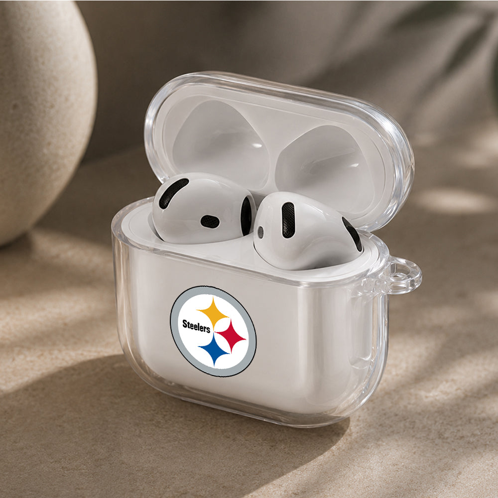 NFL Pittsburgh Steelers Logo Protective Apple Airpods 4 Clear Case - Durable Clear Protection