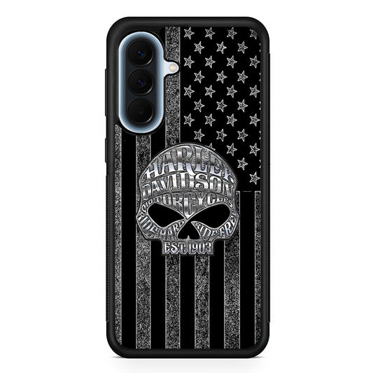Harley Davidson US Flag Silver Samsung Galaxy A57 Case | Slim Samsung Galaxy A57 Protective Case