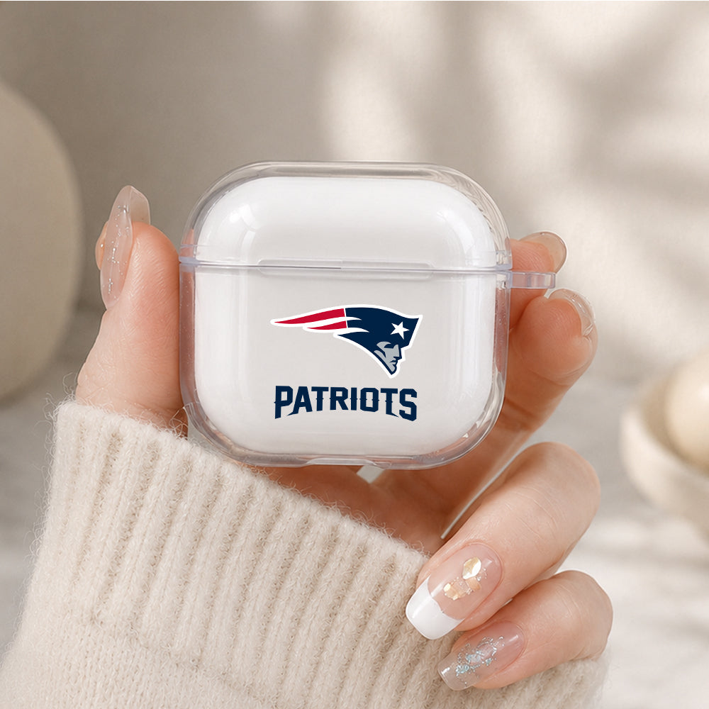 NFL New England Patriots Logo Protective Apple Airpods 4 Clear Case - Durable Clear Protection