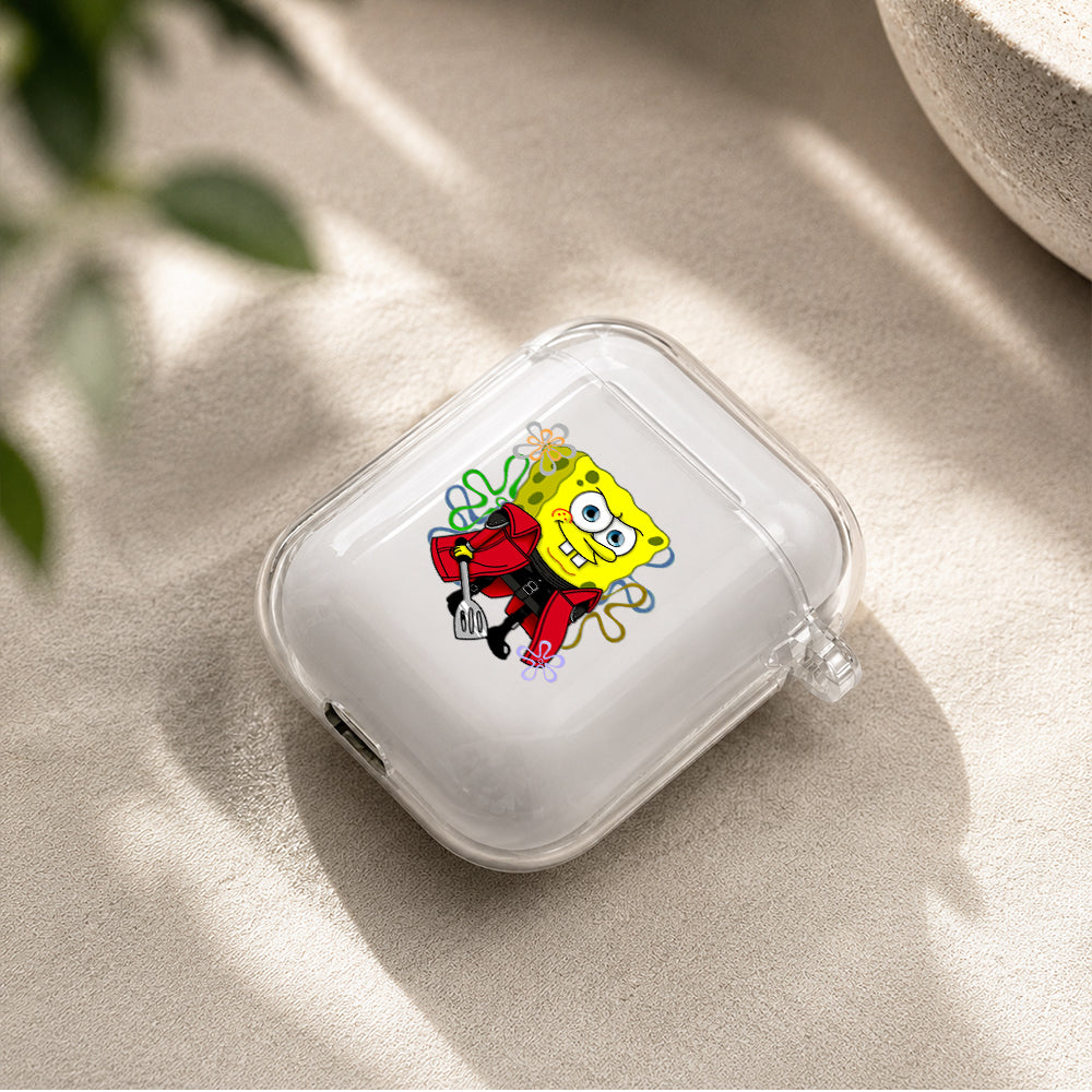 Spongebob Spatulaman Protective Clear Case Cover For Apple Airpods | Soft Silicone AirPods 1 / 2 Case | Protective Cover