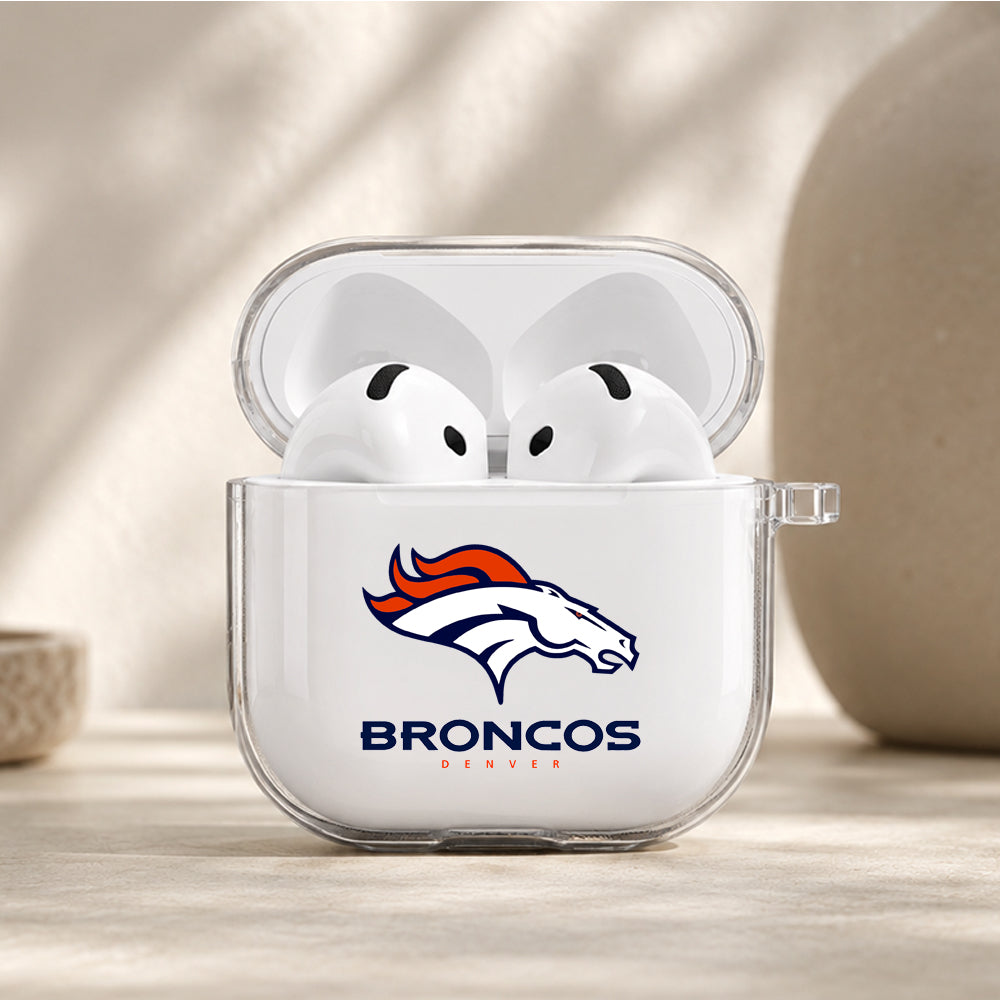 NFL Denver Broncos Logo Protective Apple Airpods 4 Clear Case - Durable Clear Protection