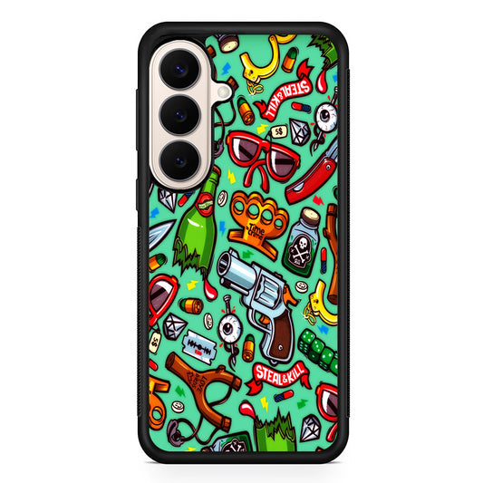 Doodle Sticker Bomb Samsung Galaxy S26 Case | Durable Protective Rubber Cover