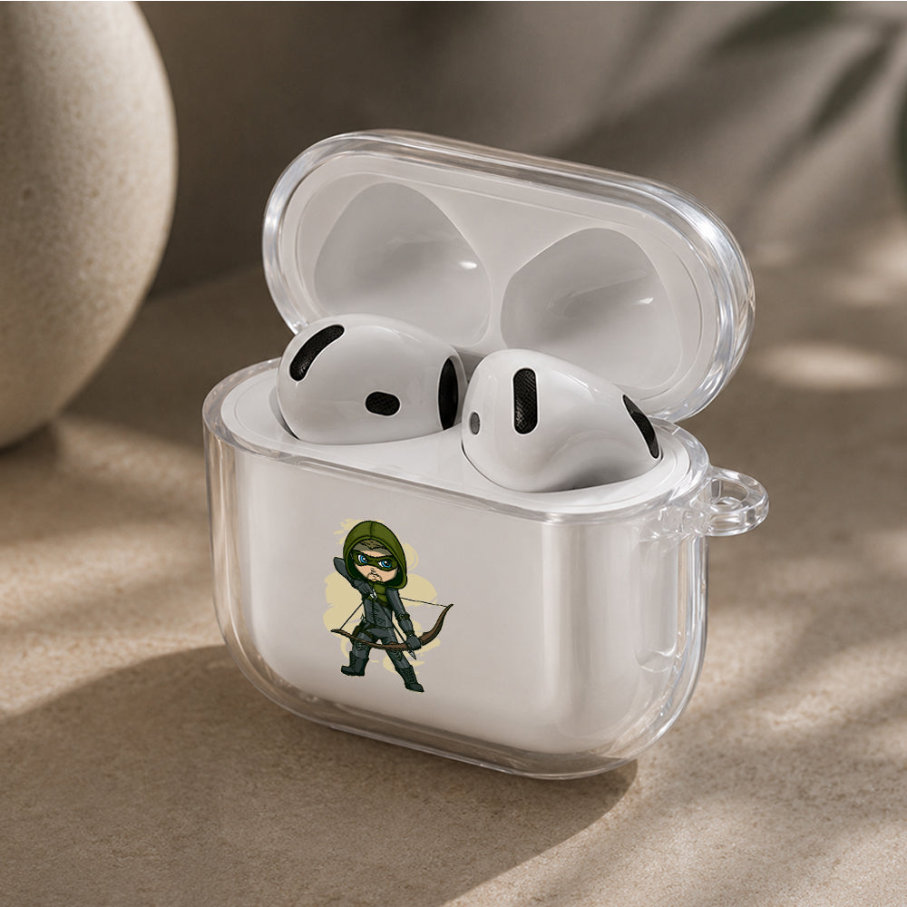 Green Arrow Chibi Version Protective Apple Airpods 4 Clear Case - Durable Clear Protection