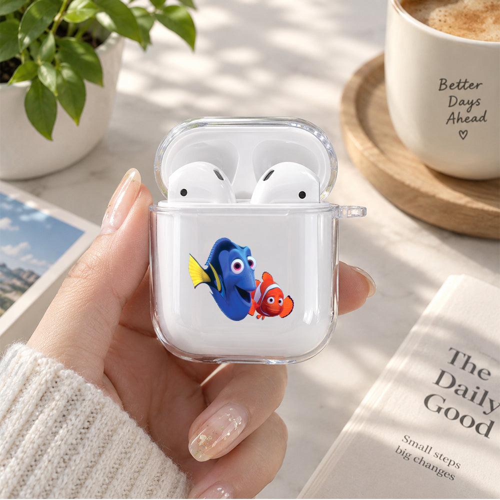 Nemo and Dory Protective Clear Case Cover For Apple Airpods | Soft Silicone AirPods 1 / 2 Case | Protective Cover