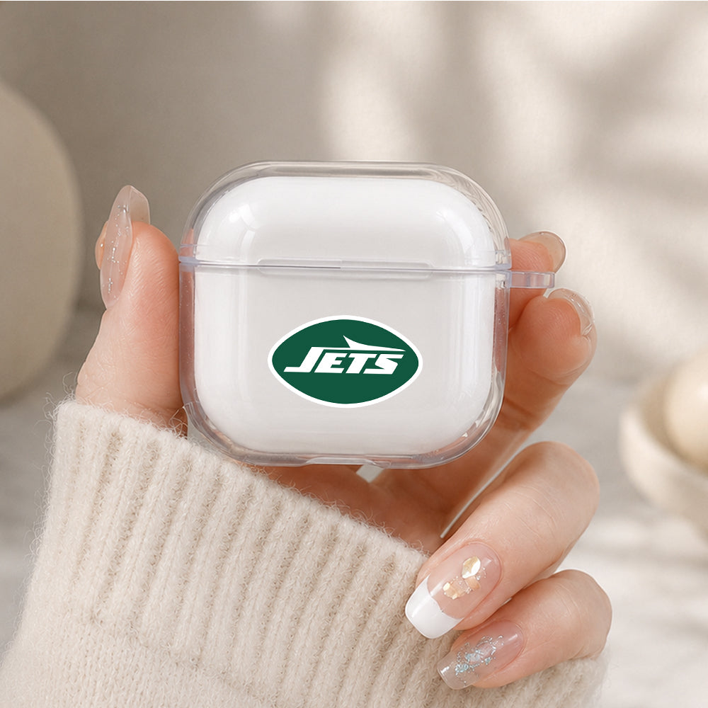 NFL New York Jets Logo Protective Apple Airpods 4 Clear Case - Durable Clear Protection