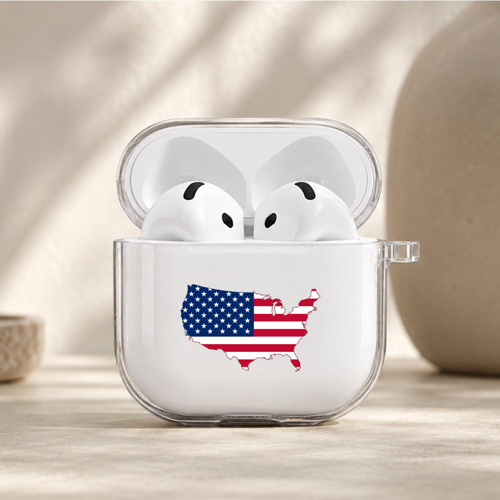 USA Flag Protective Apple Airpods 4 Clear Case - Durable Clear Protection