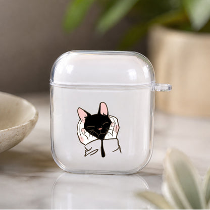 Cute Black Cat Protective Clear Case Cover For Apple Airpods | Soft Silicone AirPods 1 / 2 Case | Protective Cover