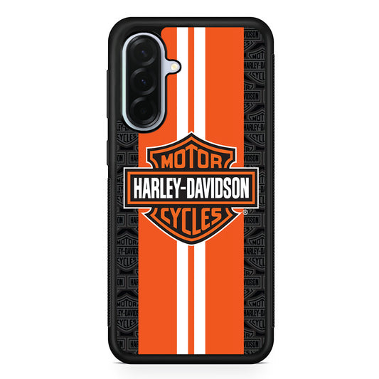 Harley Davidson White Striped Orange Samsung Galaxy A36 Case | Durable Samsung Galaxy A36 Protective Case