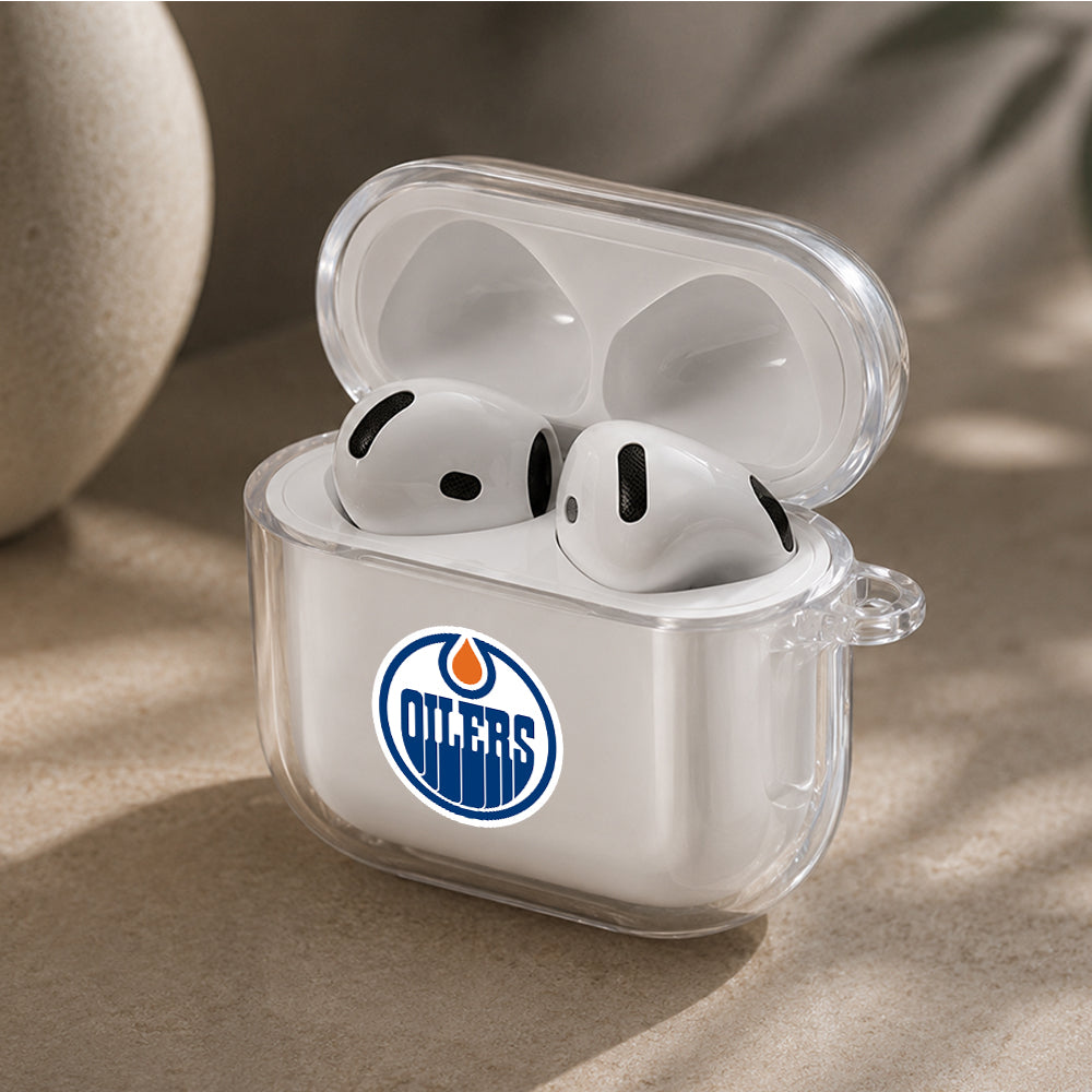 NHL Edmonton Oilers Logo Protective Apple Airpods 4 Clear Case - Durable Clear Protection