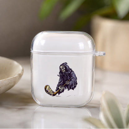 Skull Play Ice Hockey Protective Clear Case Cover For Apple Airpods | Soft Silicone AirPods 1 / 2 Case | Protective Cover