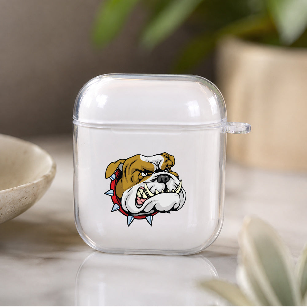 Bulldog Head Protective Clear Case Cover For Apple Airpods | Soft Silicone AirPods 1 / 2 Case | Protective Cover
