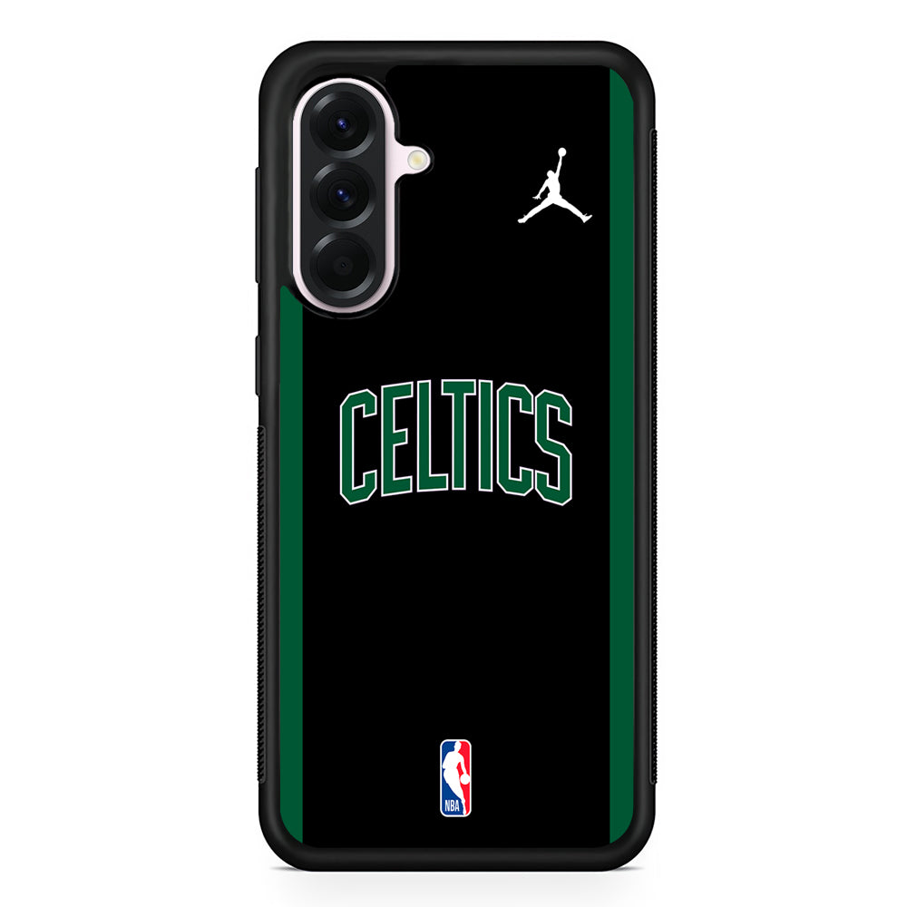 NBA Boston Celtics Black Jordan Samsung Galaxy A56 Case | Samsung Galaxy A56 Protective Rubber Case