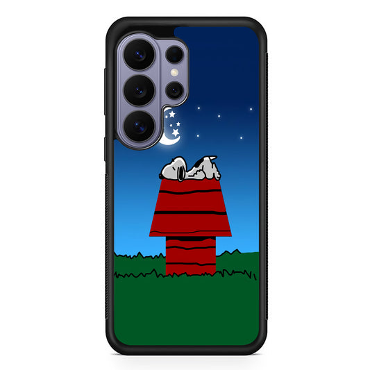Snoopy Sleeps at Night Samsung Galaxy S26 Ultra Case | Protective Rubber Cover