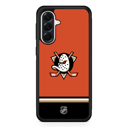 NHL Anaheim Ducks Orange Samsung Galaxy A56 Case | Samsung Galaxy A56 Protective Rubber Case