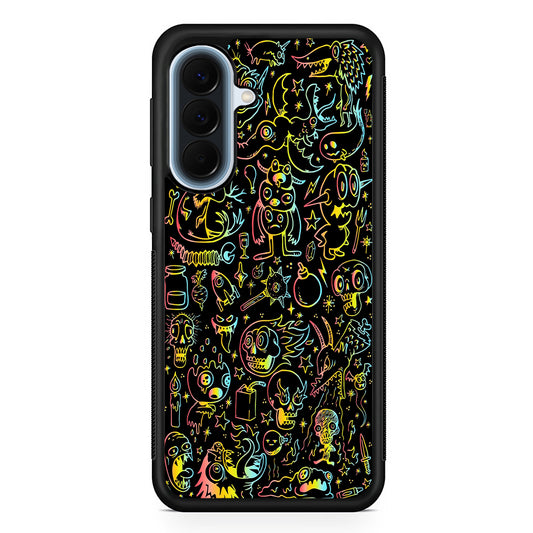Doodle Monsters Black Samsung Galaxy A57 Case | Slim Samsung Galaxy A57 Protective Case