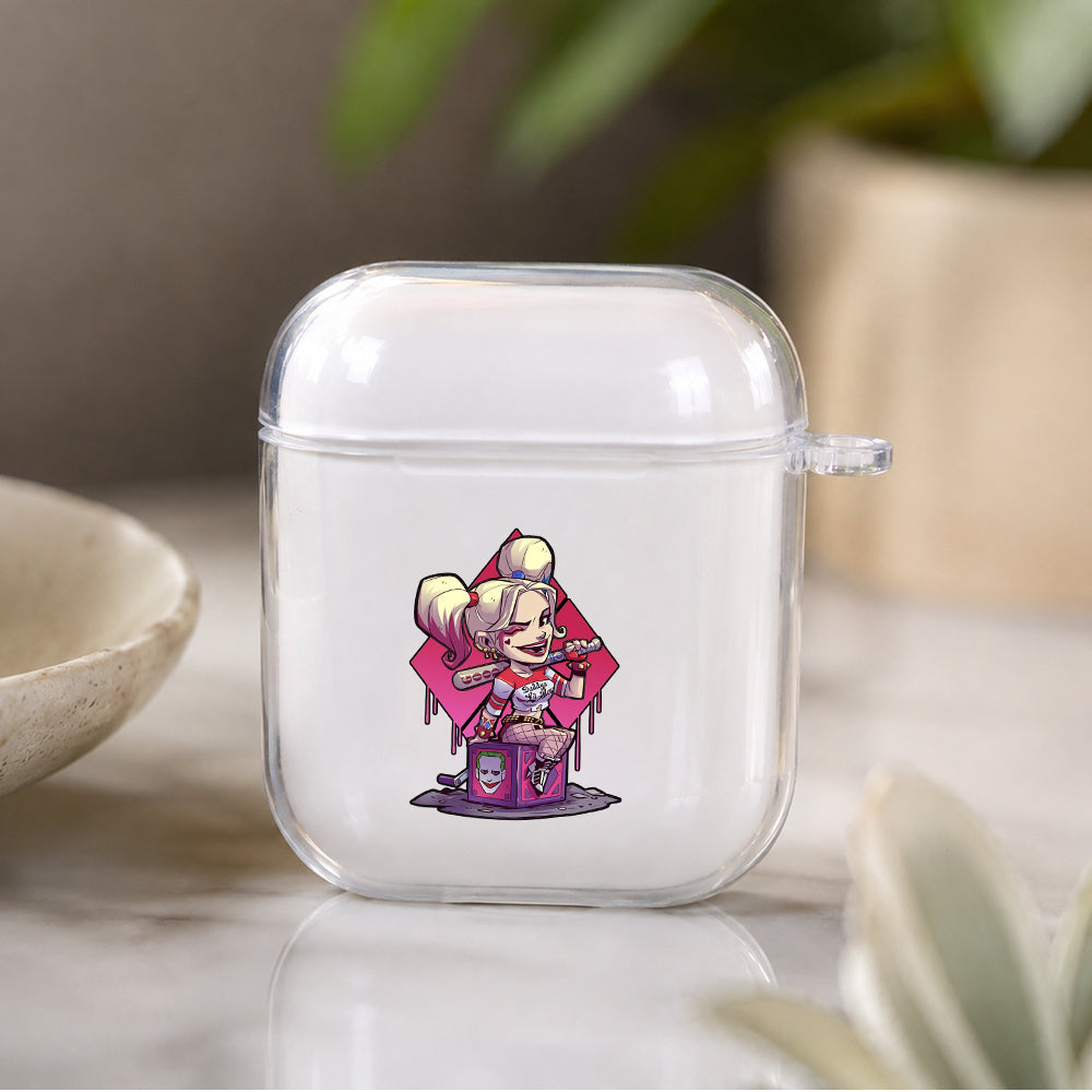 Harley Quinn Mini Cartoon Protective Clear Case Cover For Apple Airpods | Soft Silicone AirPods 1 / 2 Case | Protective Cover