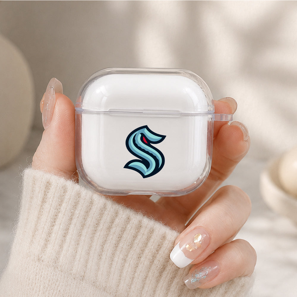 NHL Seattle Kraken Logo Protective Apple Airpods 4 Clear Case - Durable Clear Protection