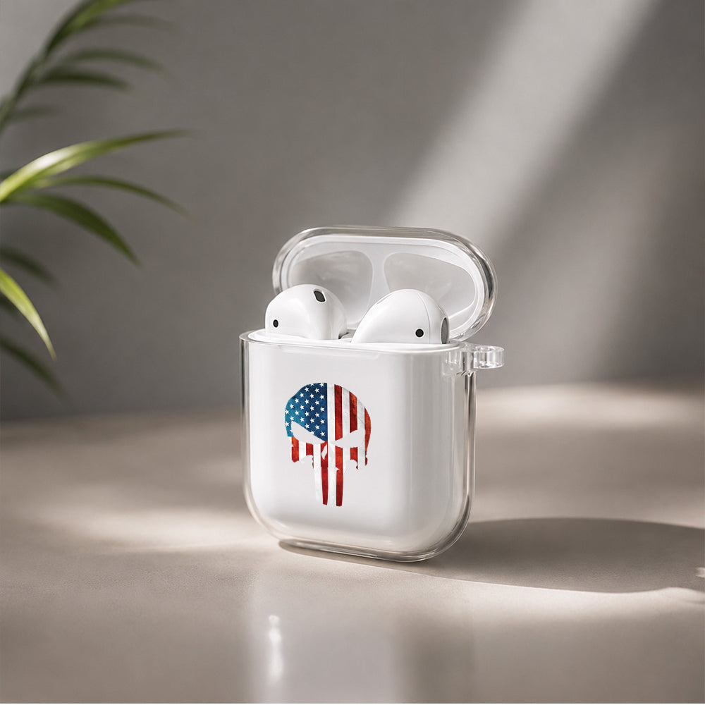Skull Head American Taste Protective Clear Case Cover For Apple Airpods | Soft Silicone AirPods 1 / 2 Case | Protective Cover