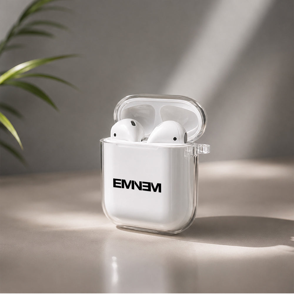 Eminem Logo Protective Clear Case Cover For Apple Airpods | Soft Silicone AirPods 1 / 2 Case | Protective Cover