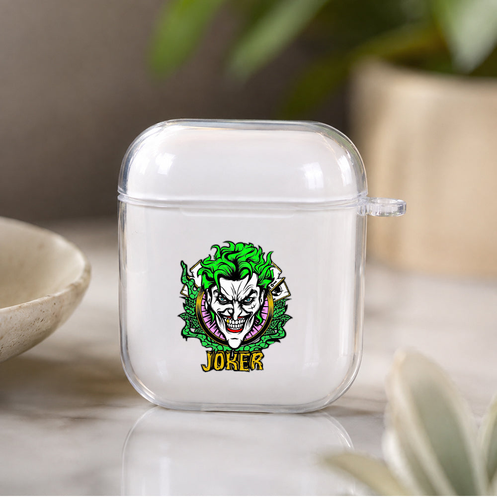 Joker Poker Face Protective Clear Case Cover For Apple Airpods | Soft Silicone AirPods 1 / 2 Case | Protective Cover