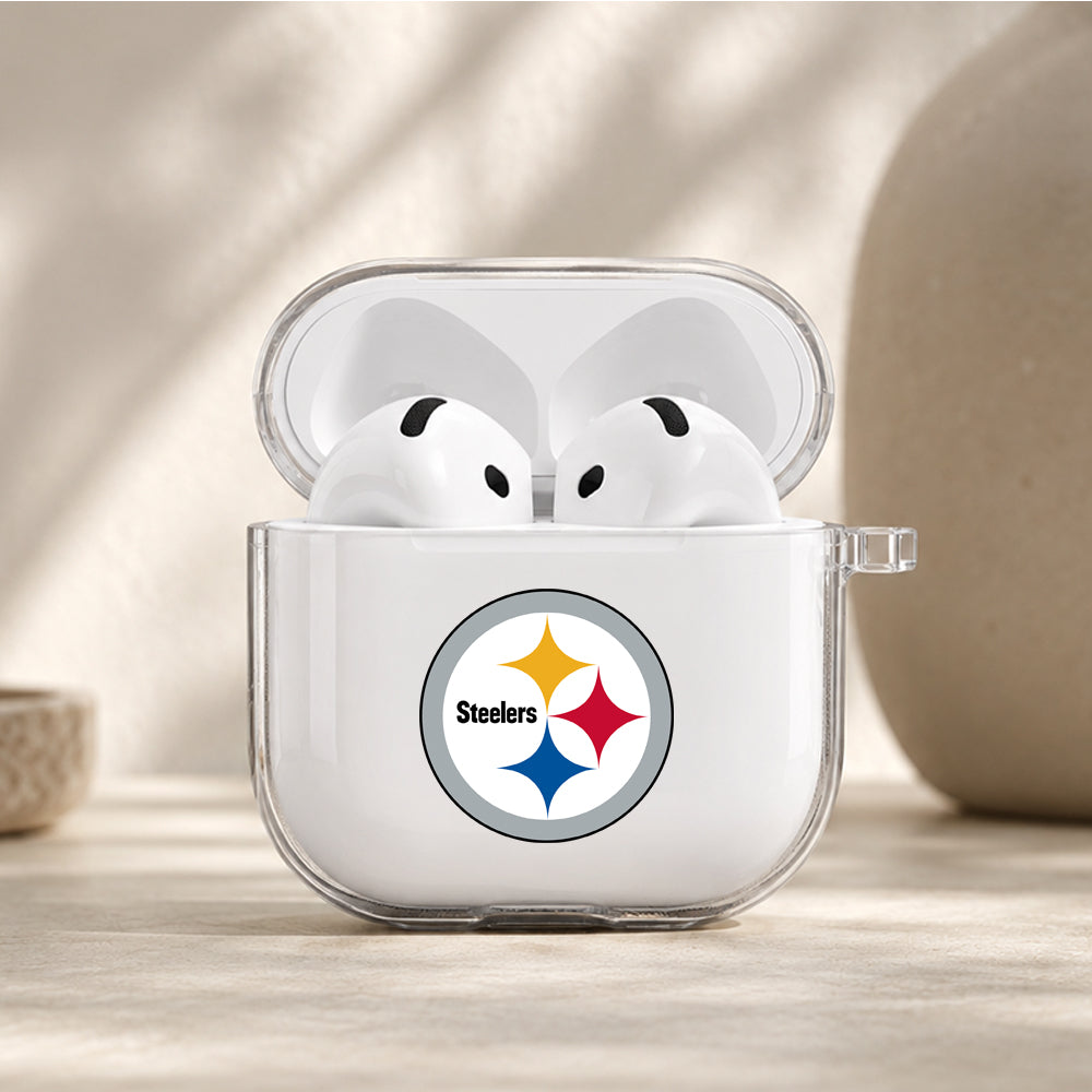 NFL Pittsburgh Steelers Logo Protective Apple Airpods 4 Clear Case - Durable Clear Protection