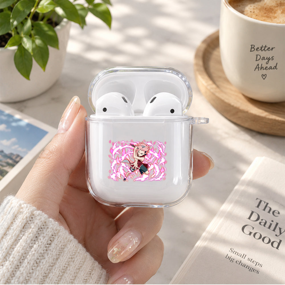 Young Sakura Haruno Protective Clear Case Cover For Apple Airpods | Soft Silicone AirPods 1 / 2 Case | Protective Cover