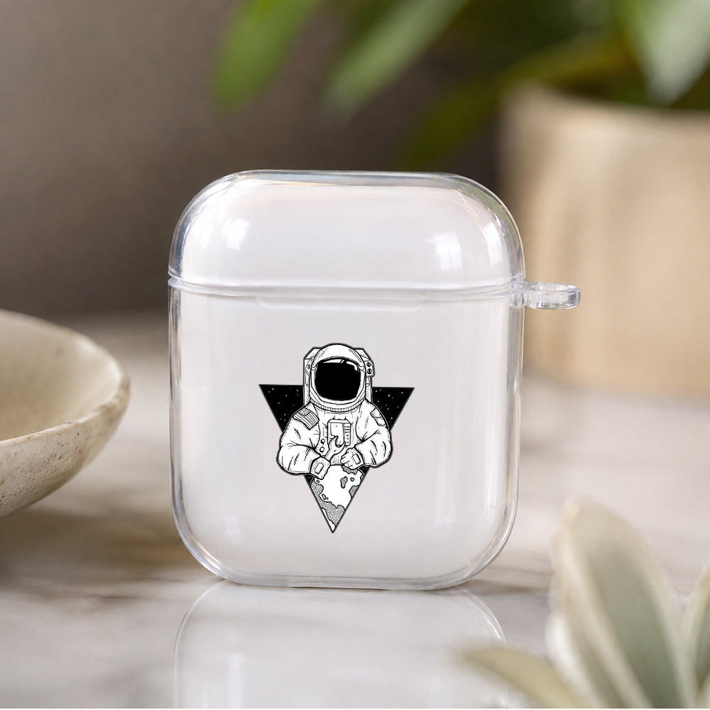 Astronaut Service The Planet Protective Clear Case Cover For Apple Airpods | Soft Silicone AirPods 1 / 2 Case | Protective Cover