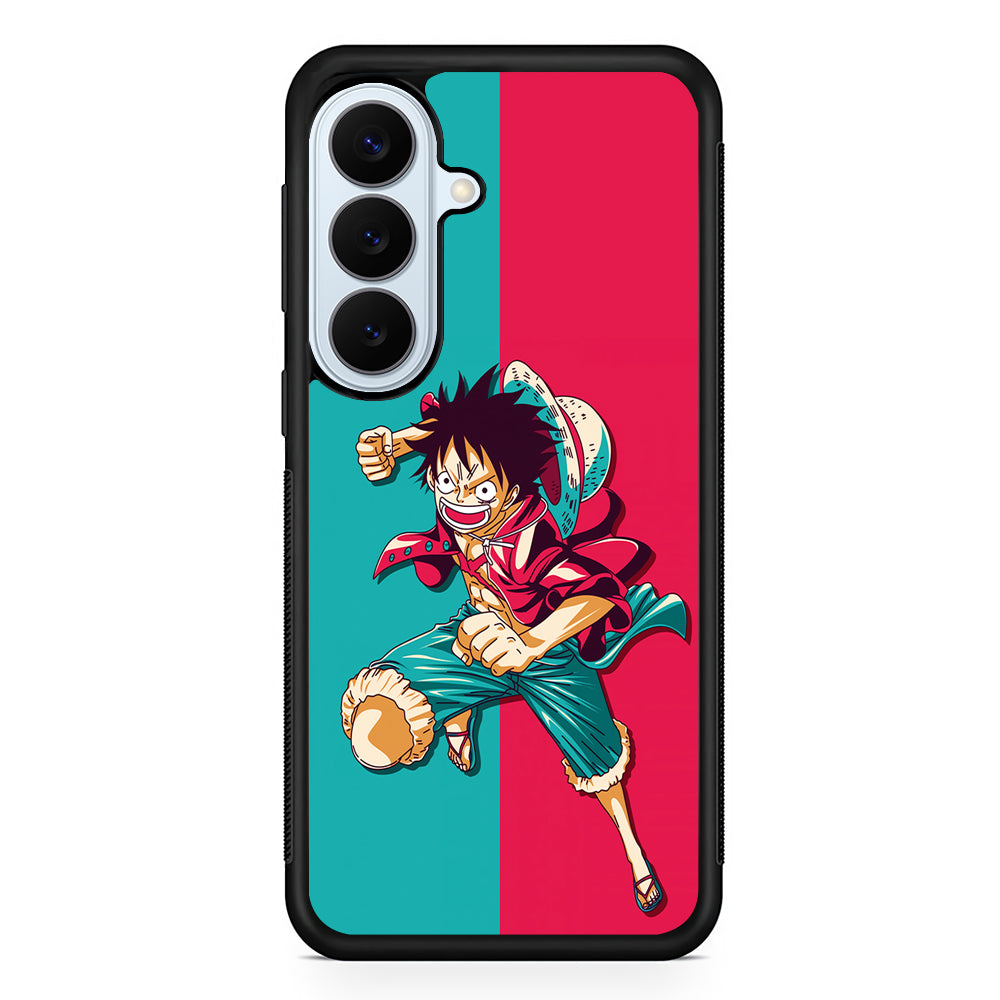 One Piece Luffy Red Blue Samsung Galaxy S26 Plus Case | Slim Protective Rubber Cover