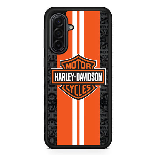 Harley Davidson White Striped Orange Samsung Galaxy A17 Case | Durable Rubber Samsung Galaxy A17 Phone Case