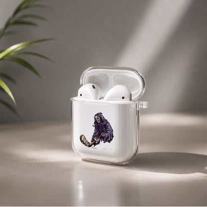 Skull Play Ice Hockey Protective Clear Case Cover For Apple Airpods | Soft Silicone AirPods 1 / 2 Case | Protective Cover