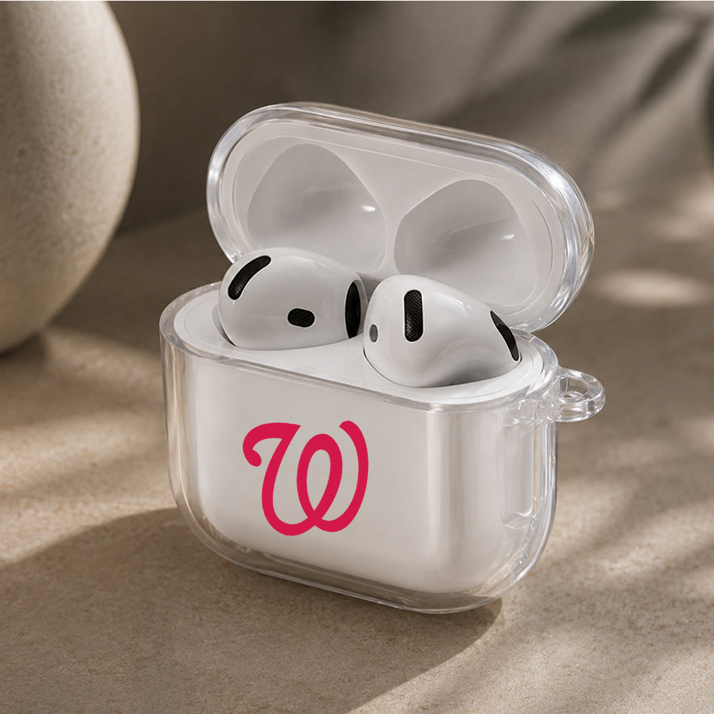 MLB Washington Nationals Logo Protective Apple Airpods 4 Clear Case - Durable Clear Protection
