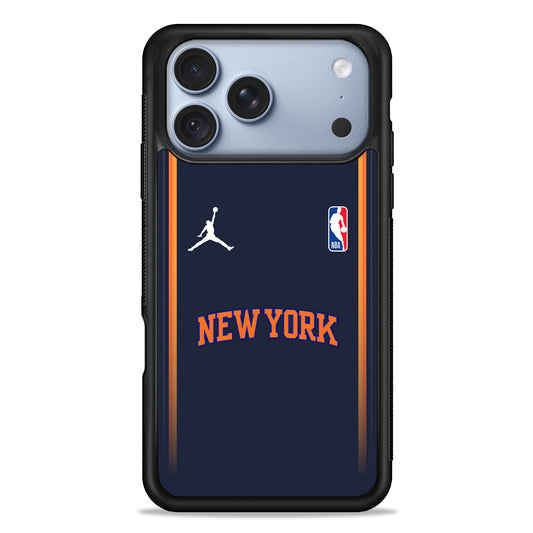 NBA New York Knicks Navy Jordan iPhone 18 Pro Case - iPhone 18 Pro Silicone Case