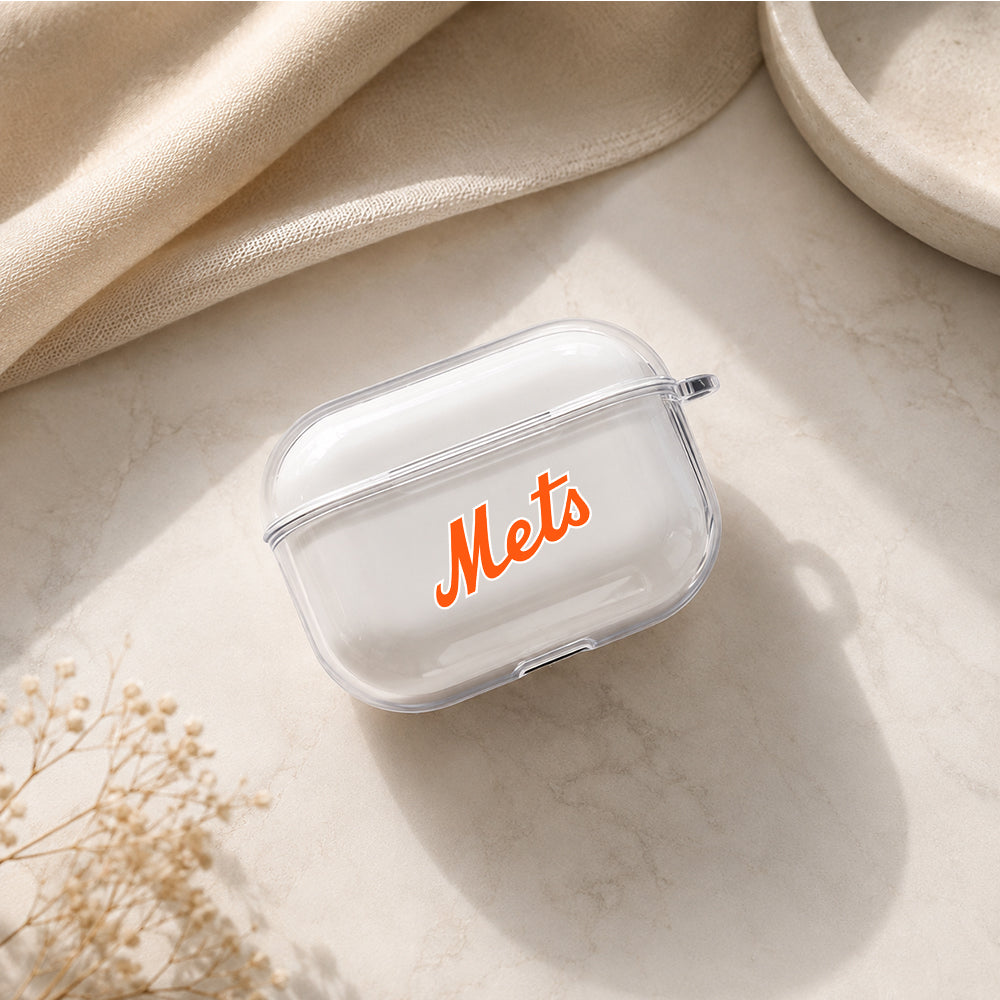 MLB New York Mets Symbol Protective Apple AirPods Pro 3 Clear Case | Shockproof Cover