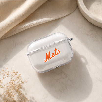 MLB New York Mets Symbol Protective Apple AirPods Pro 3 Clear Case | Shockproof Cover