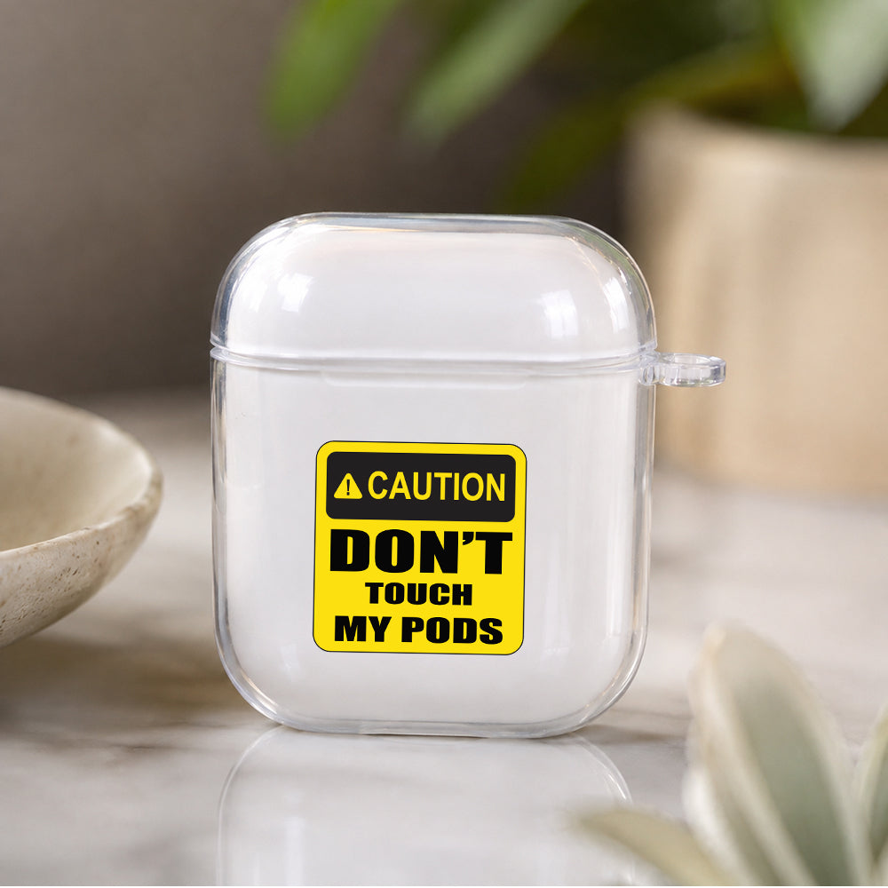 Caution Don't Touch My Pods Protective Clear Case Cover For Apple Airpods | Soft Silicone AirPods 1 / 2 Case | Protective Cover