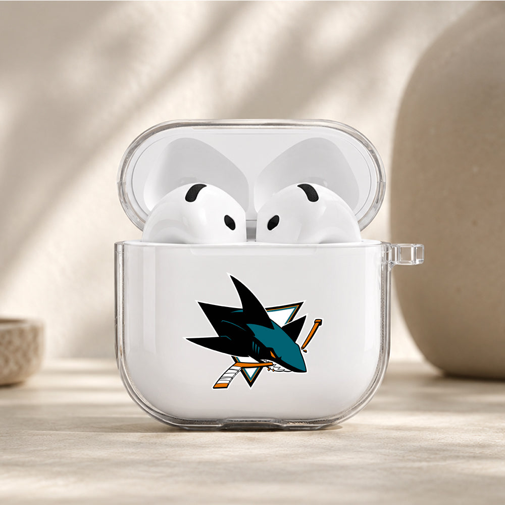 NHL San Jose Sharks Logo Protective Apple Airpods 4 Clear Case - Durable Clear Protection