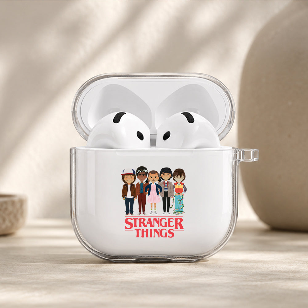 Stranger Things Cartoon Style Protective Apple Airpods 4 Clear Case - Durable Clear Protection