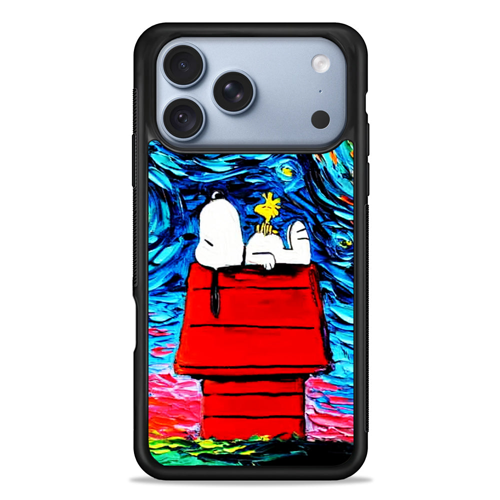 Snoopy Under Starry Night iPhone 18 Pro Case - iPhone 18 Pro Silicone Case
