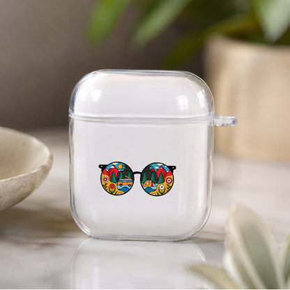Glasses on Nature Vacation Protective Clear Case Cover For Apple Airpods | Soft Silicone AirPods 1 / 2 Case | Protective Cover