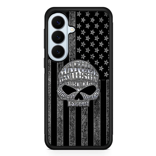 Harley Davidson US Flag Silver Samsung Galaxy S26 Plus Case | Lightweight Protective Phone Cover