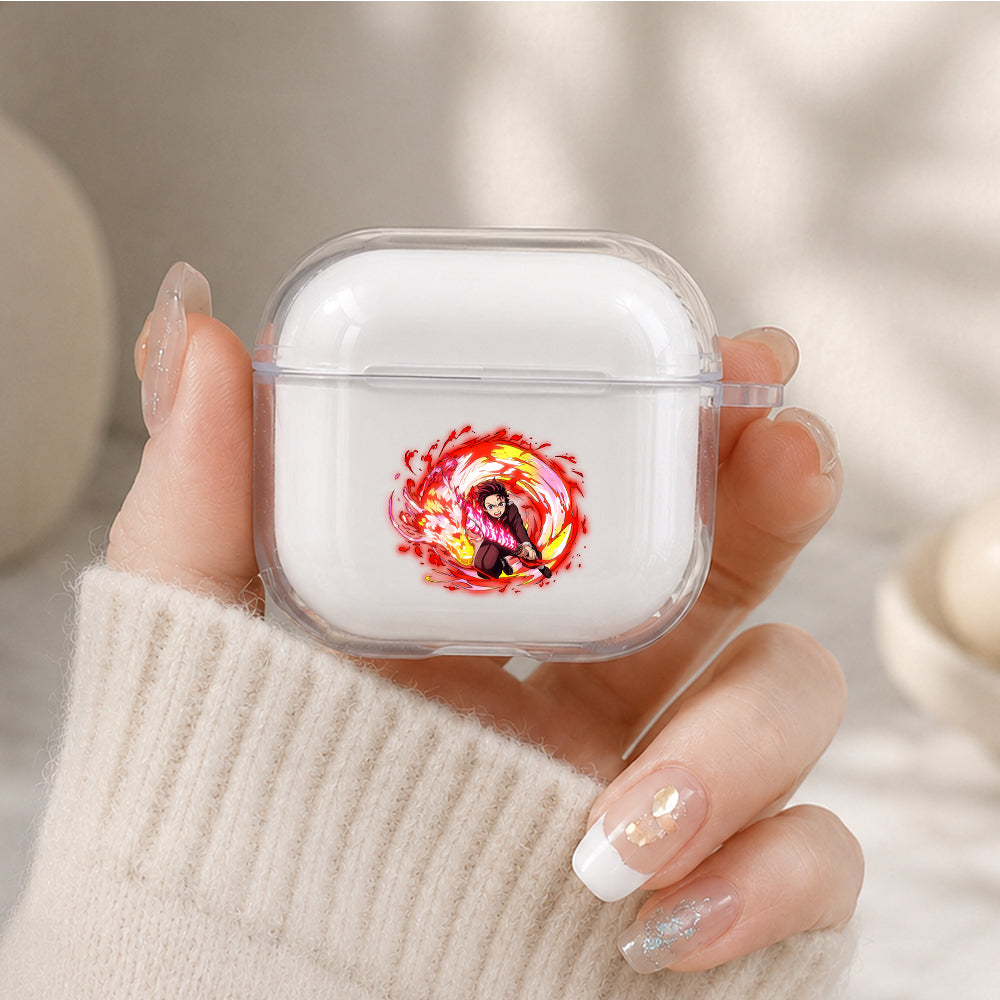 Demon Slayer Tanjiro Fire Dragon Protective Apple Airpods 4 Clear Case - Durable Clear Protection
